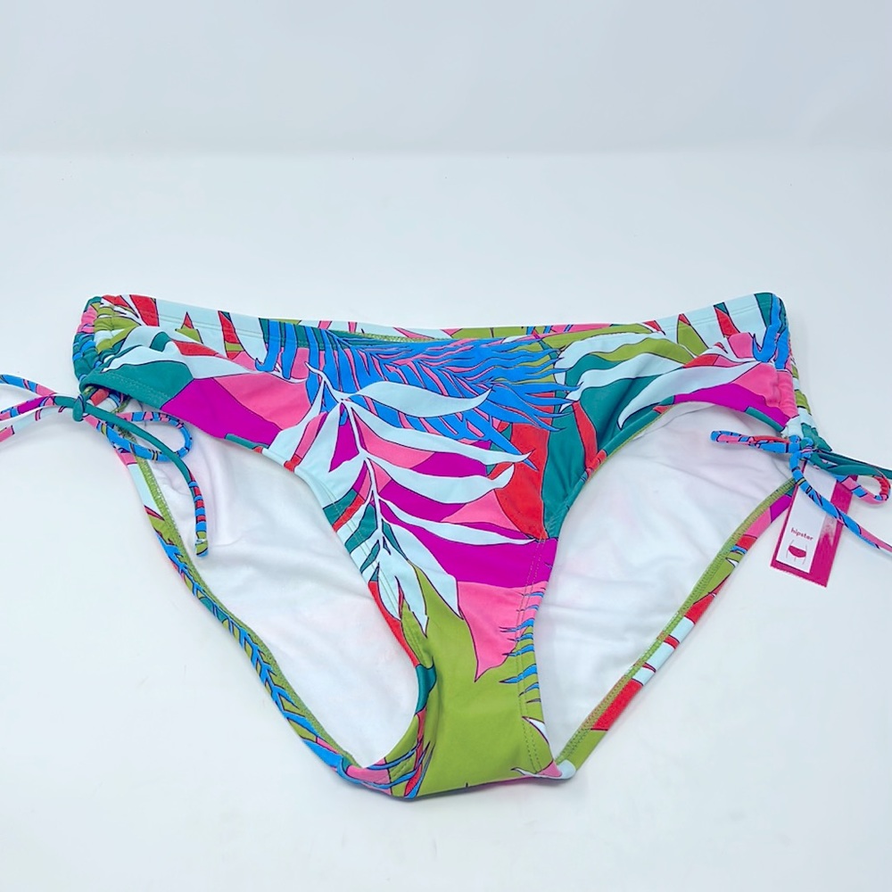 Xhilaration Blue Pink Green Tropical Print High Waisted Bikini Swim Bottoms